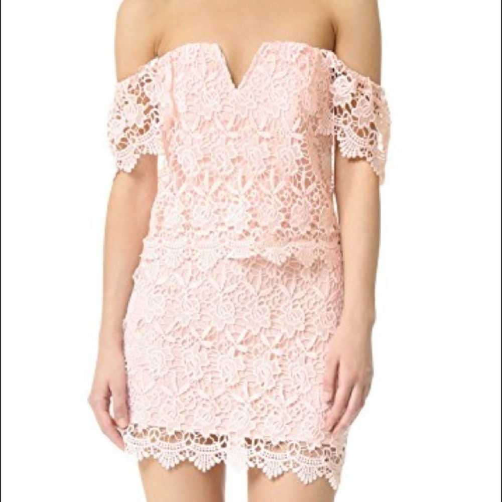 Yumi Kim Sz Sm Melody Blush Pink Lace Mini Dress Size Small Off Shoulder